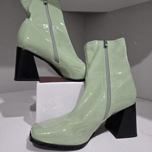 RAID Clever Ankle Boot Olive patent sock boot sage green Streetwear 90s Fits 7.5